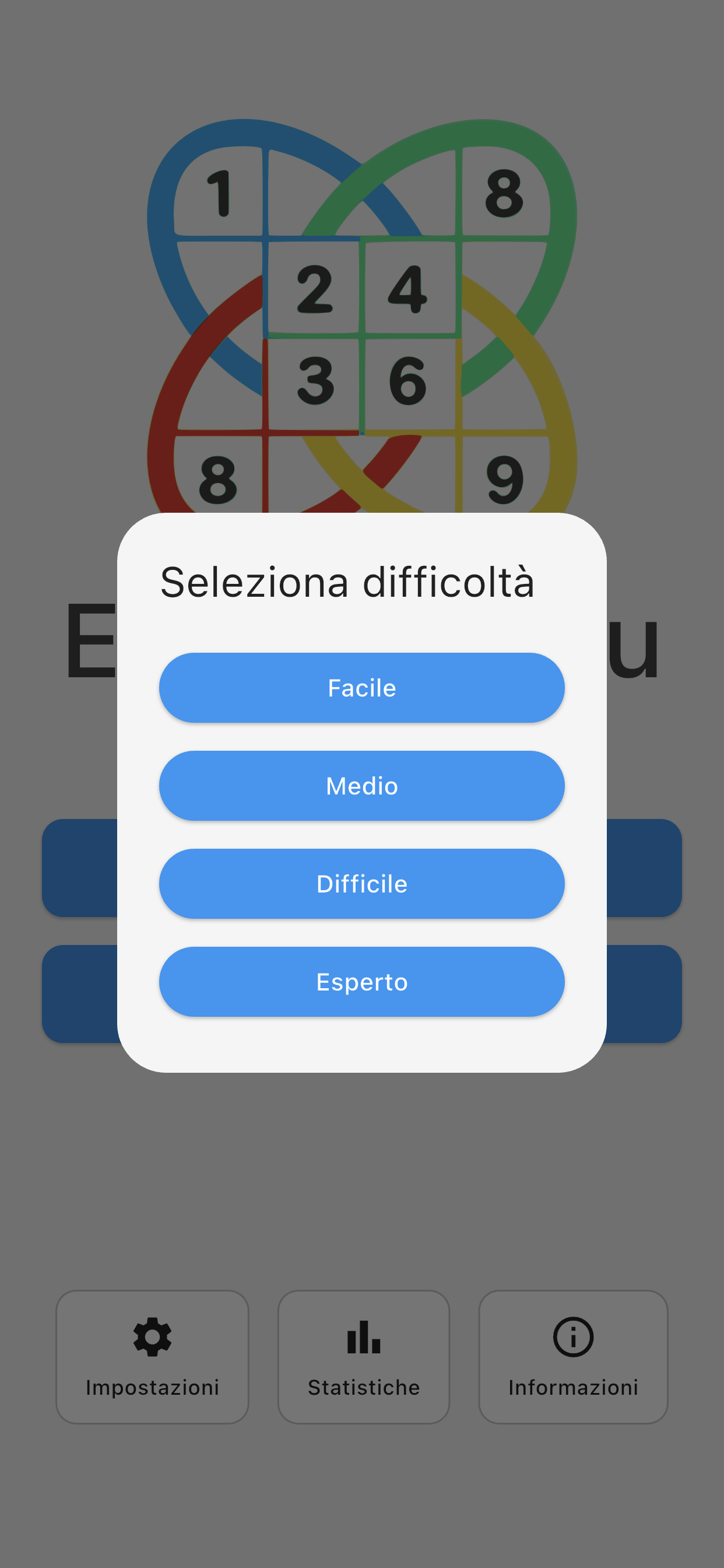 Selezione della difficoltà dialog